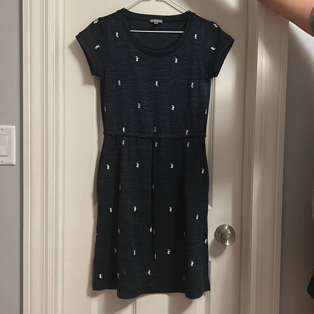 Talbots Dress, Small (can fit Petite), Navy And White